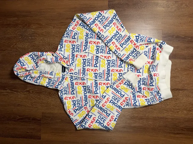 Polaroid All Over Print Hoodie White