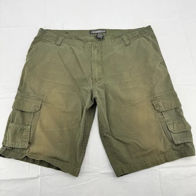 Distressed Elixir Cargo Shorts Size 40 Olive Green Cotton