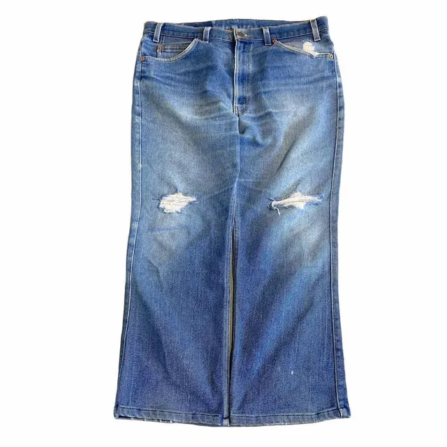 Levi's Straight Jeans Blue Vintage Distressed Cotton Denim