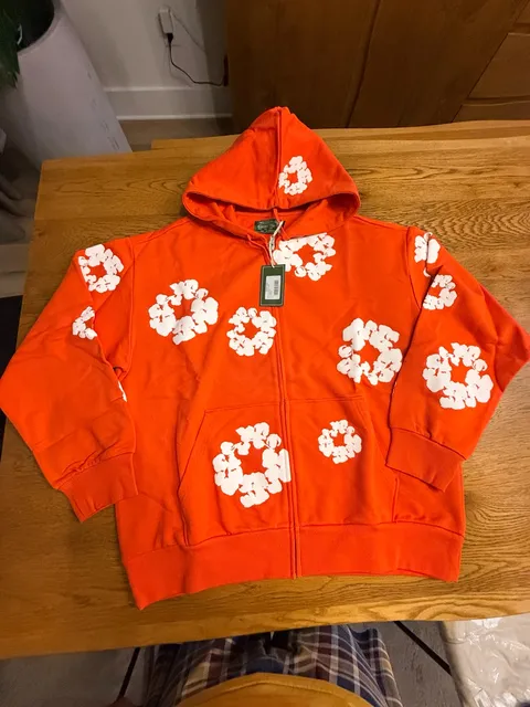 Denim Tears Cotton Wreath Full Zip Hoodie Orange