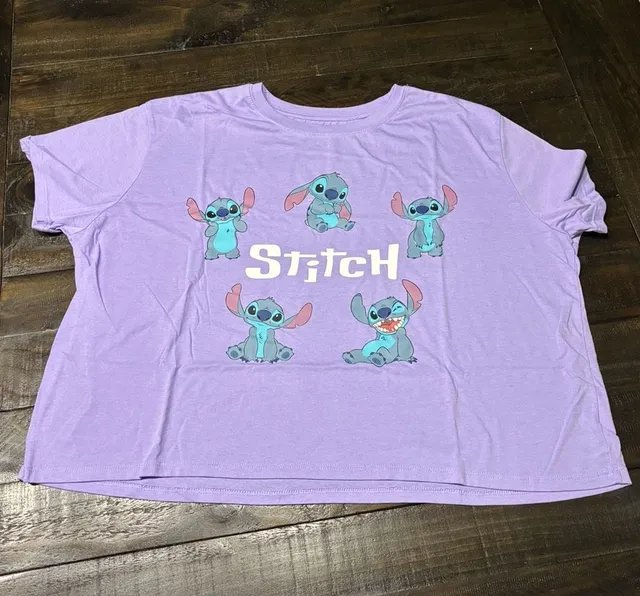 Disney Stitch T-Shirt Size 3XL Purple Graphic Crop Tee