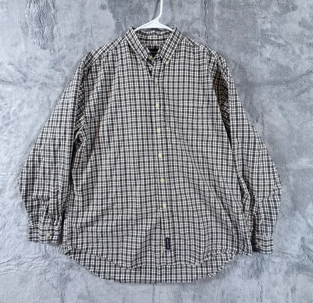 Abercrombie & Fitch Button-Down Plaid Shirt Black White Long Sleeve 2XL