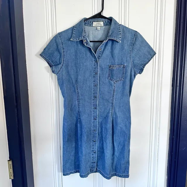 Vintage Guess Denim Dress, Size Girls 7, Button Front