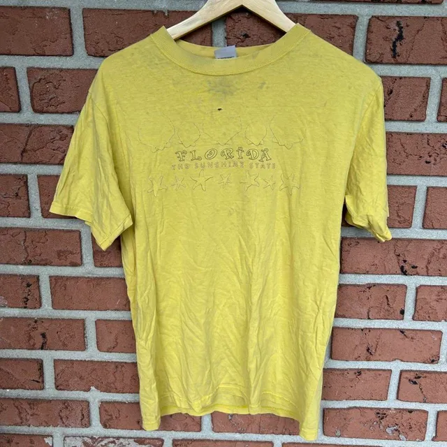 Anvil Florida The Sunshine State T-Shirt Size M Vintage Yellow Graphic