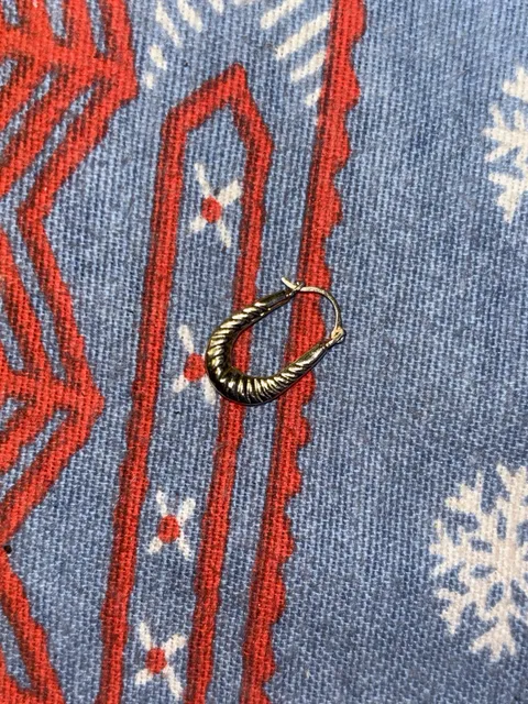 Textured Gold Tone Hoop Earring Single 14k gold stamp
