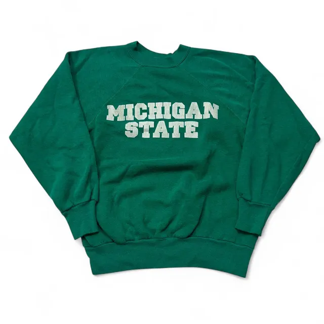 Jean Top Michigan State Sweatshirt Size MEDIUM Vintage 70s Green