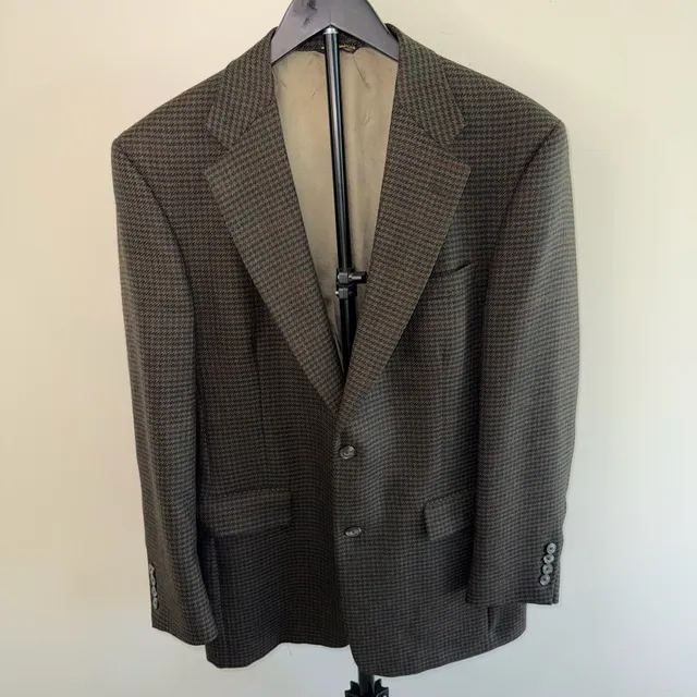 100% Wool Austin Reed Wool Blazer Size 38R Brown Houndstooth