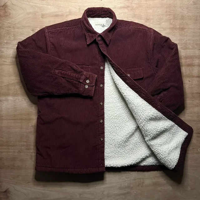 Vintage Fieldmaster Burgundy Corduroy Sherpa Lined Jacket Men’s Large