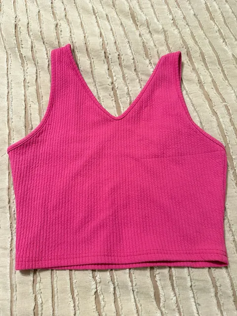 SHEIN Ribbed Crop Tank Top Size S Hot Pink