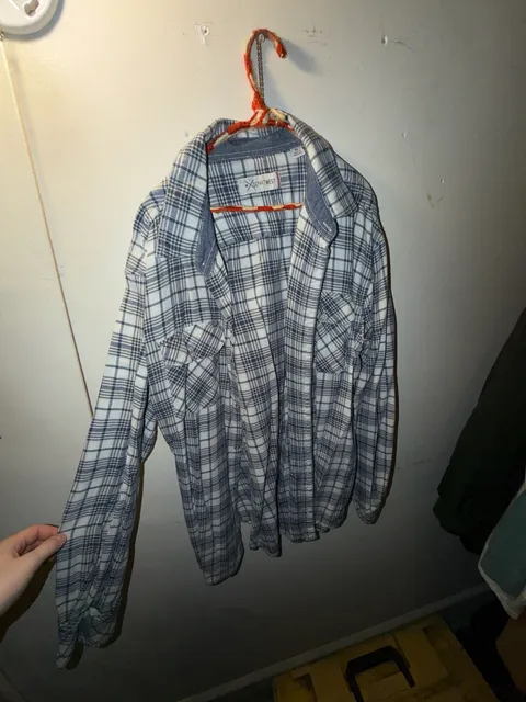 Departwest Plaid Flannel Shirt Size XL Blue White Long Sleeve Button Up