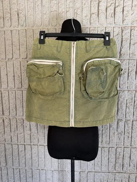 895 Pol Utility Cargo Mini Skirt Size L Green Cotton
