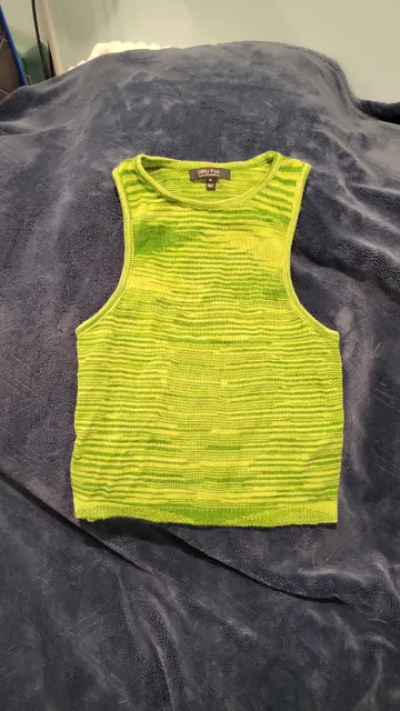 Witty Fox Lime Green space Dye Sleeveless Knit Crop Tank Top