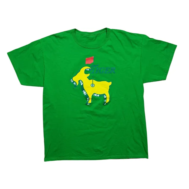 Tiger Woods GOAT Masters Golf Green Graphic T-Shirt size L