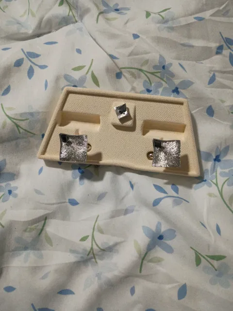 Vintage Textured Silver Tone Square Cufflinks and Tie Tac Set