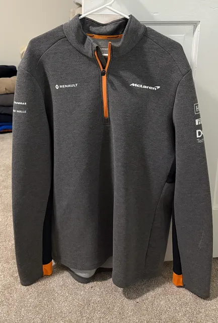 McLaren F1 Team 1/4 Zip Pullover XL Grey Sponsor Print
