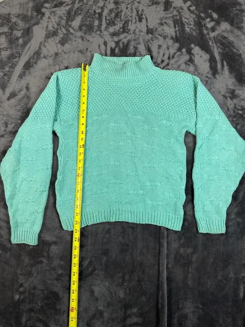 Winona Knits Mock Neck Sweater Size S Mint Green Cotton Vintage