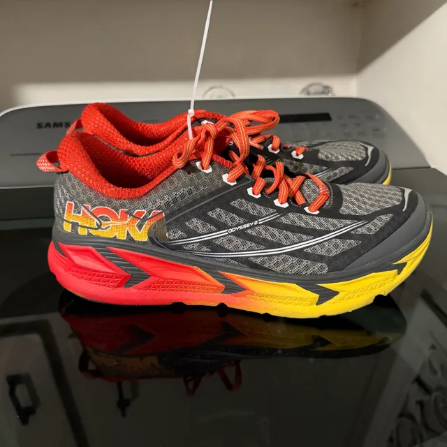 Hoka One One Odyssey 2 Running Shoes Black Red Yellow
Size 10