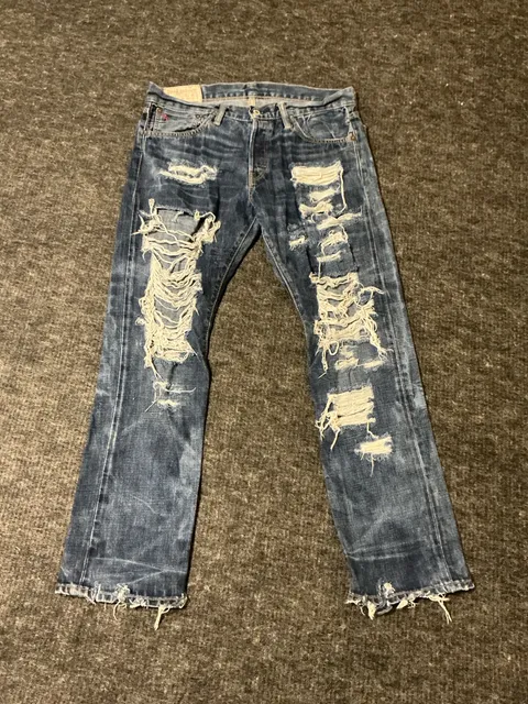 Polo Ralph Lauren Distressed Slim Fit Jeans Mens Size 33x30 Blue Cotton