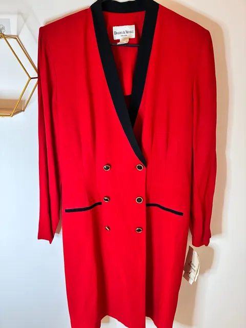 Danny & Nicole Red Black Double Breasted Blazer Dress Jacket Size 18 NWT