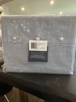 Ralph Lauren Workshirt Chambray KING Extra Deep Fitted Sheet Blue FAST to ship!