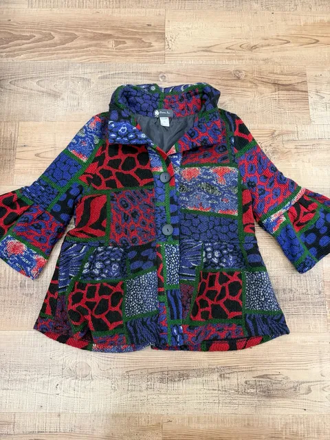 Damee Inc. Patchwork Print Jacket Size XL Colorful Animal Print