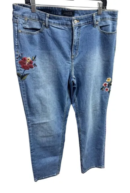 Talbots Women’s 16 Slim Flawless Five Pocket Embroidered Jeans