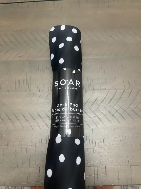 SOAR Tech Elevated Desk Pad 31.5 in x 11.8 in Black White Polka Dot New