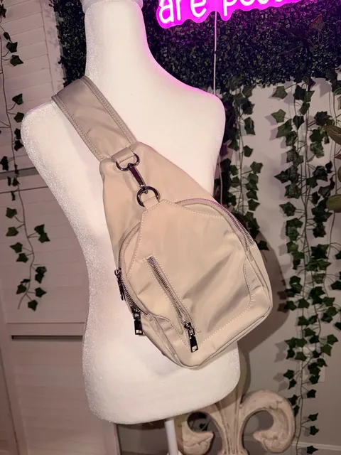 Madden Girl Brooke Nylon Sling Crossbody Bag Khaki
