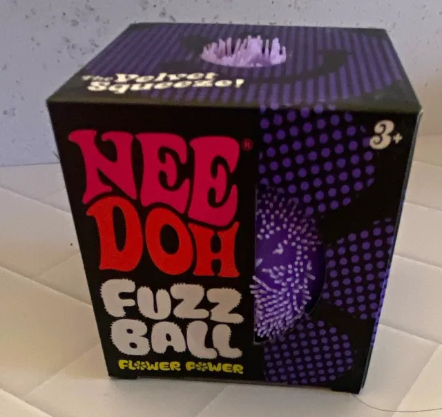 Schylling NeeDoh Fuzz Ball Flower Power Purple Velvet Squeeze Fidget