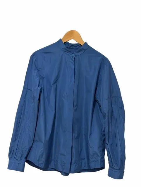 Odeeh Blue Funnel Neck Long Sleeve Blouse Shirt Size42