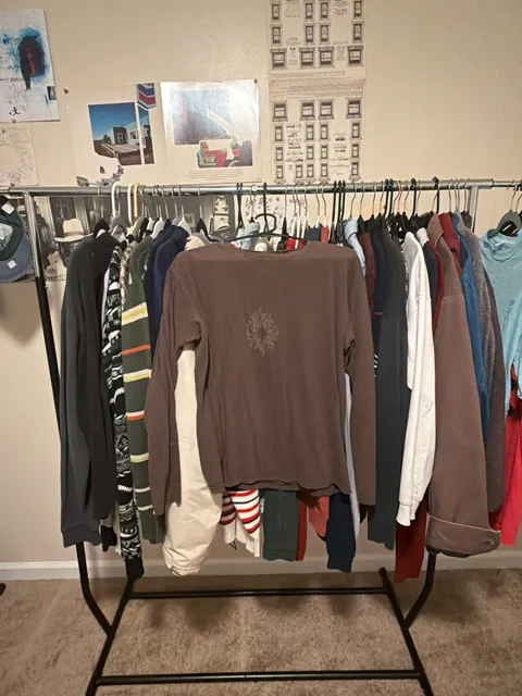 Anvil Long Sleeve Graphic T-Shirt Size L Brown Tree Sun