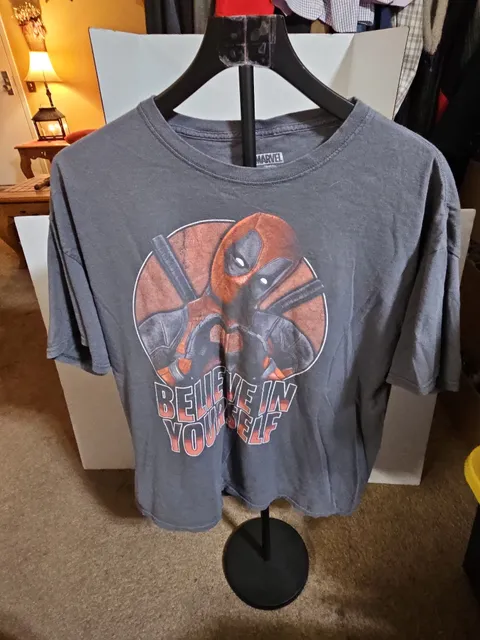 Marvel Deadpool Believe In Yourself T-Shirt XL Gray