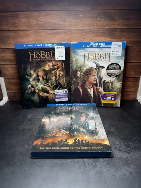 The Hobbit Trilogy Blu-Ray DVD Combo Pack Collection Lot