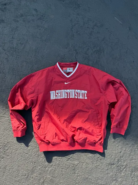 Nike Washington State Cougars Windbreaker Jacket Size L Red V-Neck Pullover