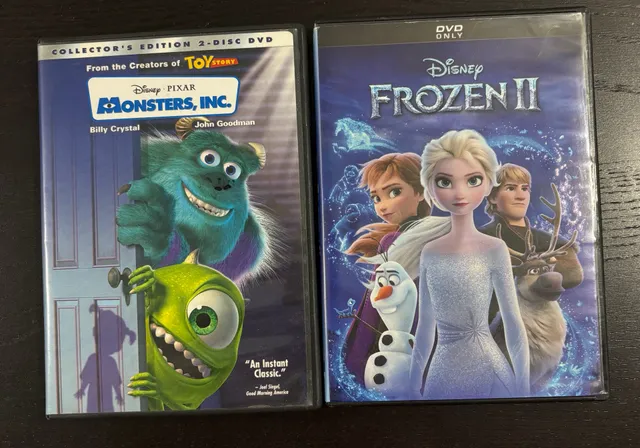 Disney Pixar Monsters, Inc. Collector's Edition & Frozen II DVDs