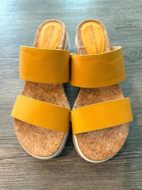 Adrienne Vittadini AV-Cara-2 Platform Sandals Size 8M Yellow Cork