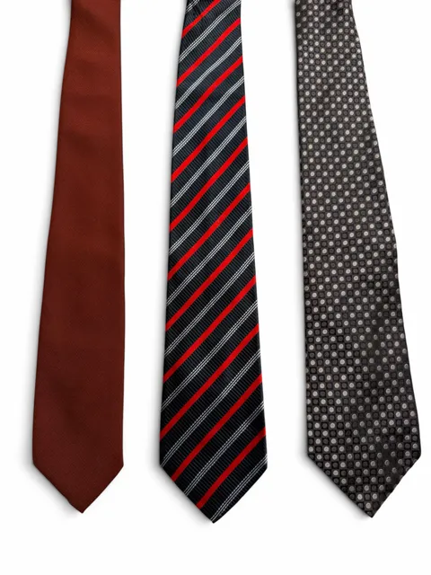 Mens Necktie Lot of 3 Assorted Silk and Polyester Black Red Blue