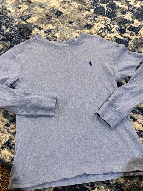 Polo Ralph Lauren Long Sleeve V-Neck T-Shirt youth Size 8 Blue