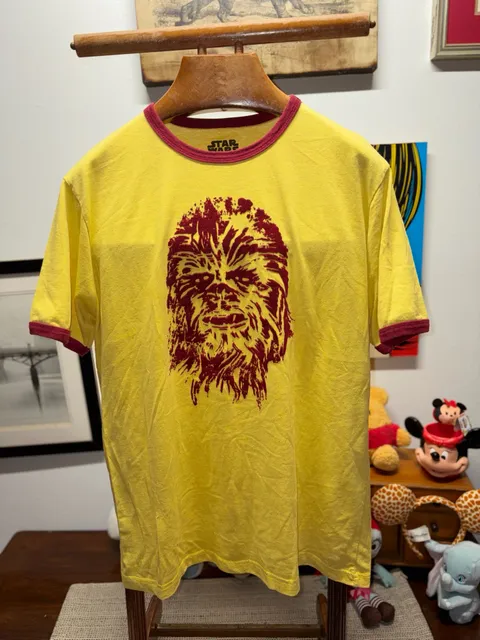 Star Wars Chewbacca Ringer T-Shirt Size Large Yellow