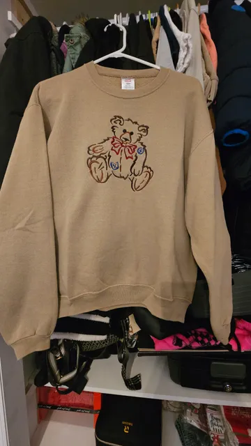 Jerzees Super Sweats Embroidered Bear Sweatshirt Size M Tan NuBlend Crewneck