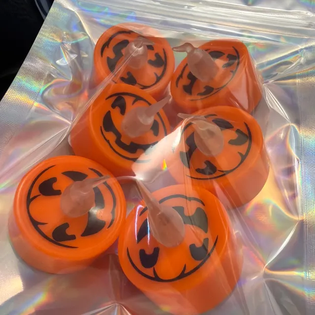 Halloween Pumpkin LED Tea Light Candles Set of 6