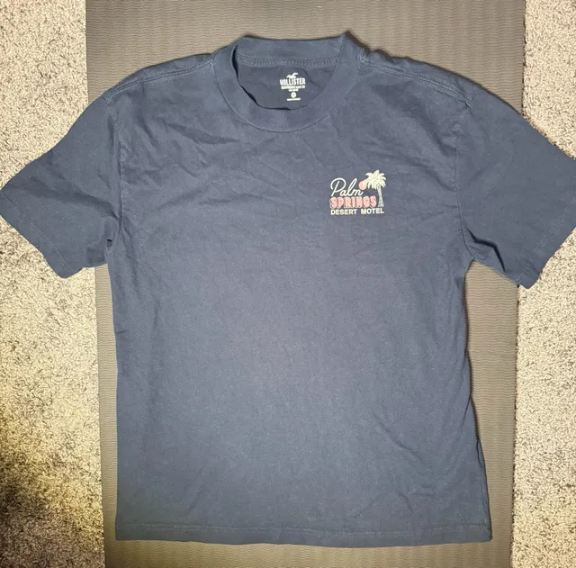 Hollister Palm Springs Desert Motel Graphic T-Shirt Size M Navy Heavyweight