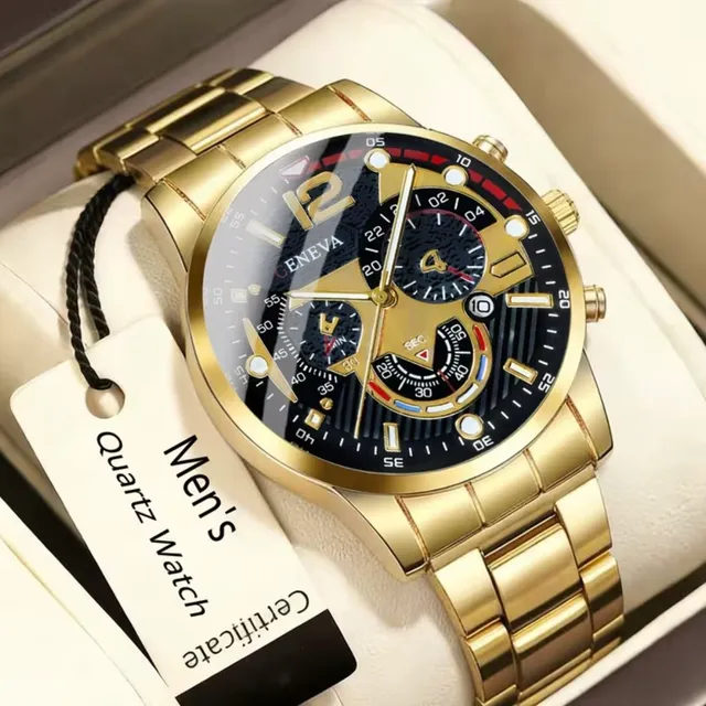 Geneva Luxury Gold Men's Six Pin Quartz Watch