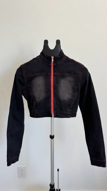 Fashion Nova Up For A Challenge Stretch Denim Moto Jacket Size S