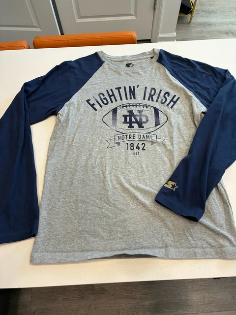 Starter Black Label Notre Dame Fighting Irish Long Sleeve T-Shirt Size Large
