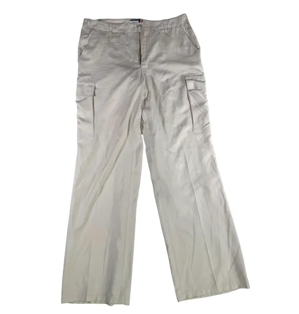 Vintage 90s/y2k Tommy Hilfiger Cargo Pants Size 12 Cream/Tan Polyester Wide Leg