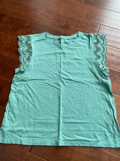 Sonoma Goods For Life Lace Sleeve Top Size M Green