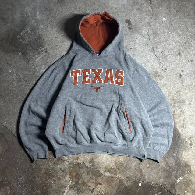 Rare Vintage 1990s Texas Longhorns Hoodie Grey Orange