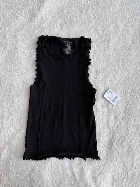 Intimately Free People Lettuce Trim Tank Top Size XS/S Black Ribbed