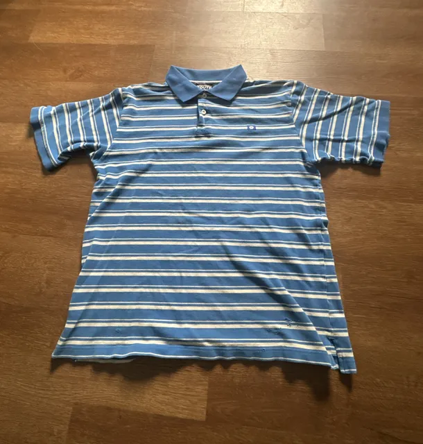 Southpole Striped Polo Shirt Size L Blue White